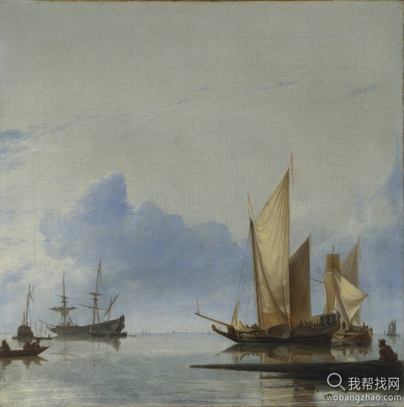 Hendrick Dubbels - A Dutch Yacht and Other Vessels Becalmed near the Shore.jpg